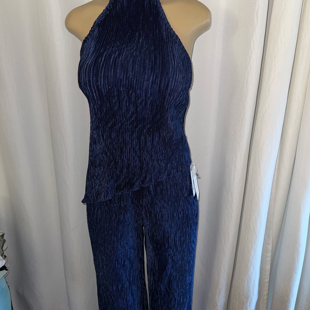 Elegant Navy Halter Jumpsuit